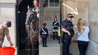 ARMED POLICE WARN STUBBORN TOURIST MULTIPLE TIMES as Tourists ARGUE with each other at HORSE GUARDS