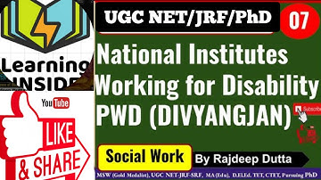 NTA UGC NET/JRF I Social Work I National Institutes Working for PWD (DIVYANGJAN) I  S-07