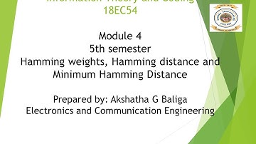 VTU ITC 18EC54 M4 L3 Hamming weights distances