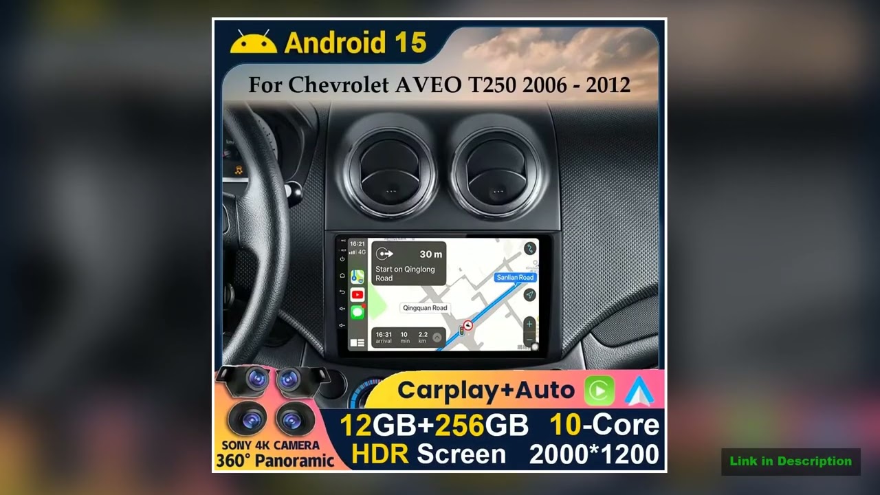 Android 15 Auto Carplay For Chevrolet AVEO T250 2006 2007 2008 2009 2010 2011 2012 Car Radio