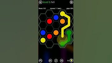 Flow Free Hexes Game Play Level 6 walkthrough android and iOS