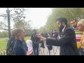 Br zeeshan challenges atheist lady visitor  speakers corner smile2jannah