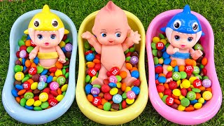 Satisfying Video l Full of Rainbow Skittles Candy with Three Bathtub & Slime ASMR | CoCo Asmr