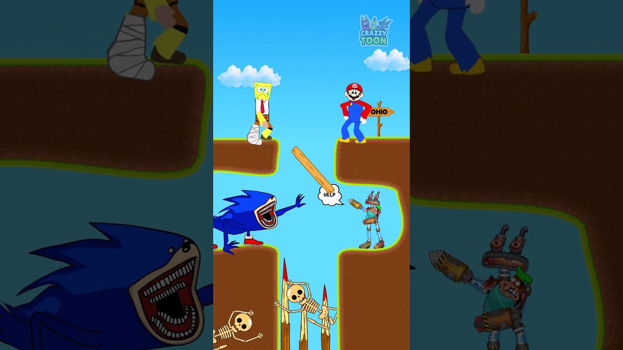Shin sonic vs SpongeBob and Mario 