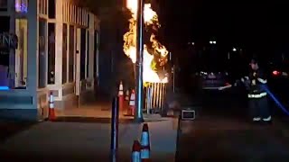 ARSONIST SET MULTIPLE TRASH BARRELS ON FIRE