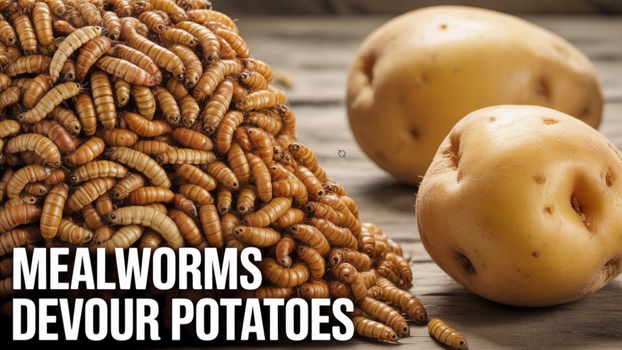 10,000 Mealworms vs 2 Round Potatoes – Insane Timelapse