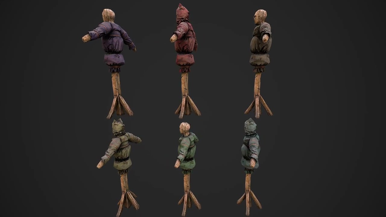 Wooden Training Dummy .3D Model.Medieval Environment Props.