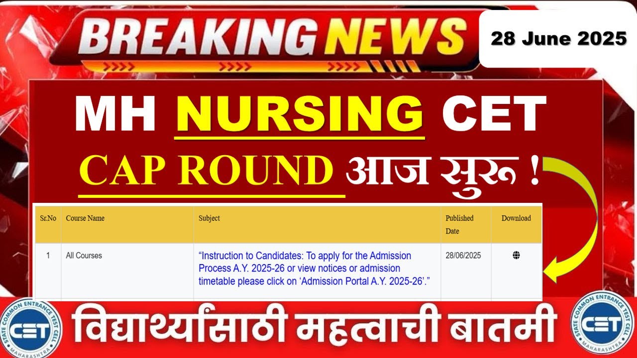 Mh Nursing Cet Admission Process 2025 | Registration Date | Counselling ...