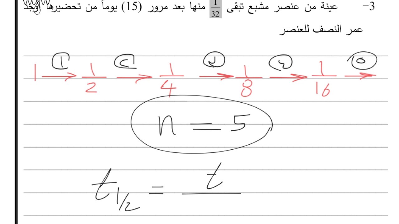 الفيزياء النووية ج ( ٣ ) عمر النصف