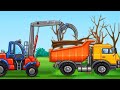 Excavator Crawler Crane and Construction Trucks for Kids | Railway Bridge Repair