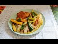 Шницель с овощами!Вкусный обед!