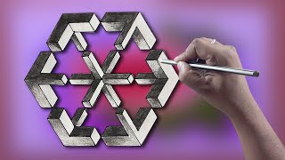how to draw an impossible Hexagon Step by step | impossible Hexagon | farbe art house | Class-24