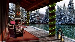 Cozy Winter Patio Ambience: relaxing Fireplace Sounds, Christmas lights, Snowfall & Winter Sounds 🌨🔥
