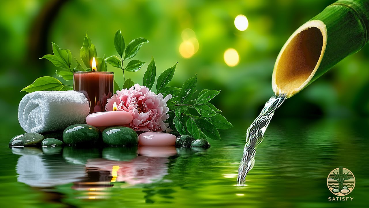 Beautiful Piano Music 🌿 Peaceful Relaxing Music with Bamboo Water Sounds for Healing and Resting
