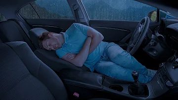 Sleep in 3 minutes with the sound of heavy rain and thunderstorms on the car window at night