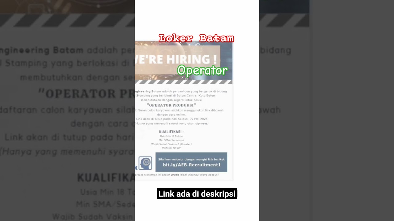 PT. Amtek Engineering Batam Lowongan Operator Loker Batam Hari Ini 