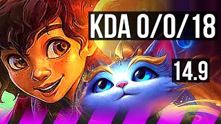 MILIO & Ashe vs YUUMI & Zeri (SUP) | 0/0/18 | KR Diamond | 14.9