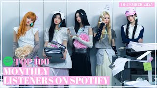 Top 100 K-pop Groups and Soloists with Most Monthly Listeners on Spotify (December 2025)