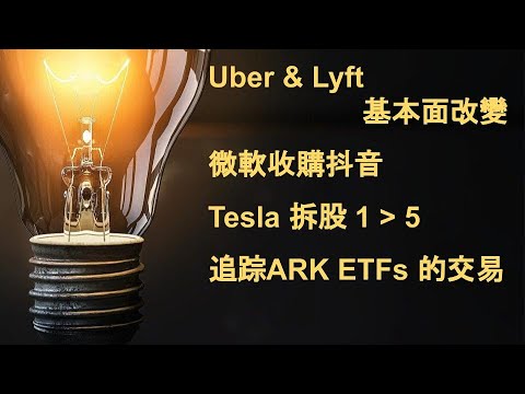 Uber & Lyft基本面改變|微軟收購抖音|Tesla拆股1拆5|如何追踪ARK ETFs的交易(字幕請點CC)