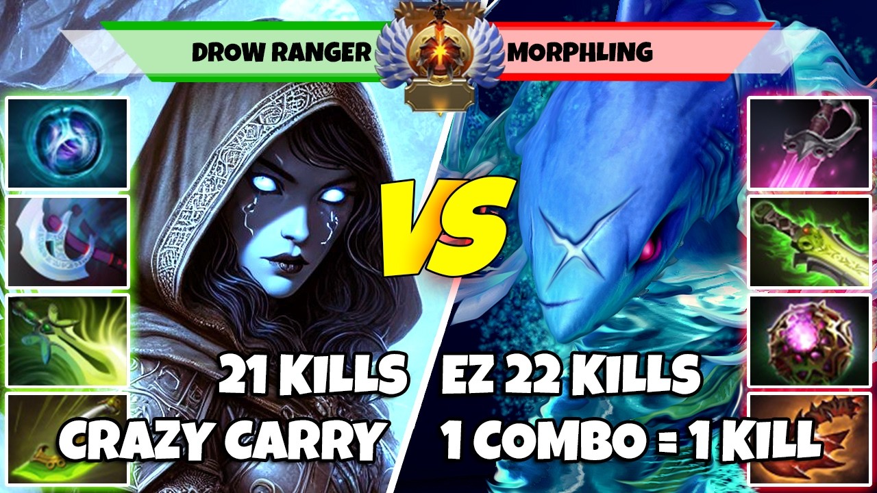 DROW RANGER (Кэрри) против MORPHLING (Мид) - Эпическая битва игроков Dota 2 в ранге Immortal - Z ...