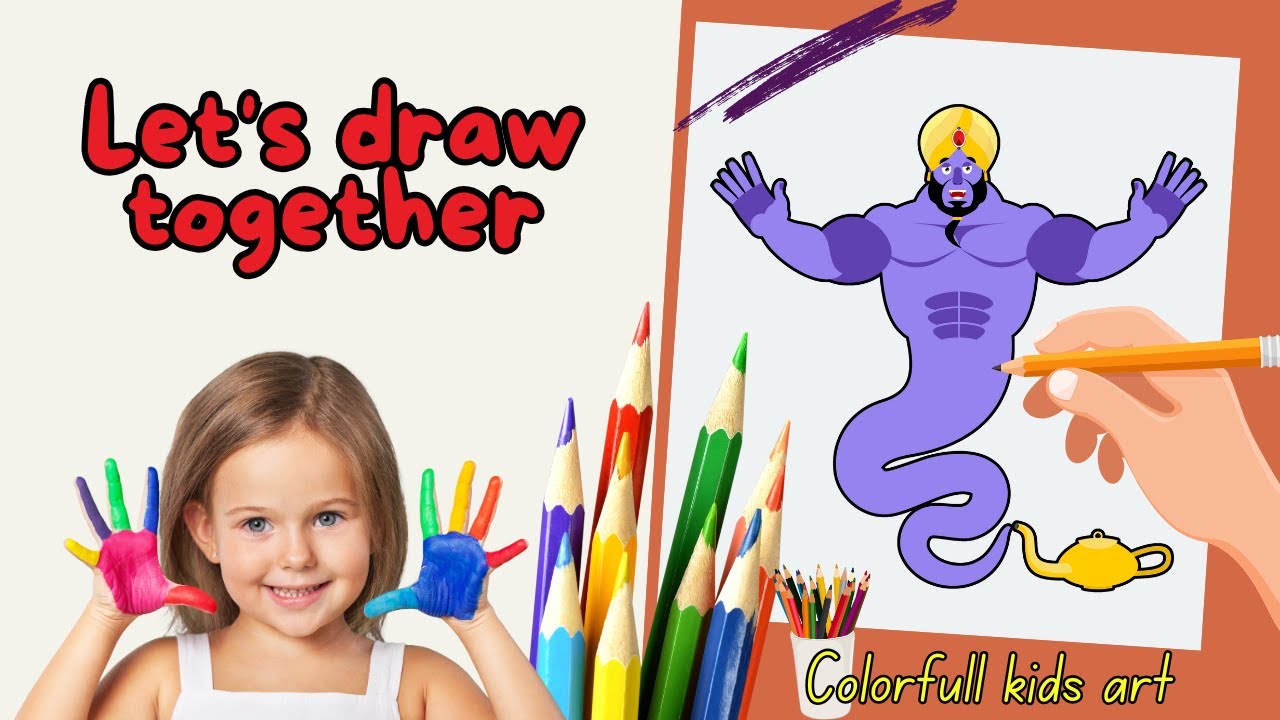 Draw and Color a Magical Genie in a Lamp! Fun for Kids