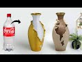 Stylish plastic bottle flower vase || Flower vase making with cement || Best out of waste