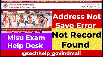 Mlsu Exam Form Help Desk #mlsuexamhelpdesk #mlsuhelpdesk #notrecodefound #examform_address not save