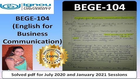 BEGE-104 solved assignment 2020-21 | IGNOU solved assignment