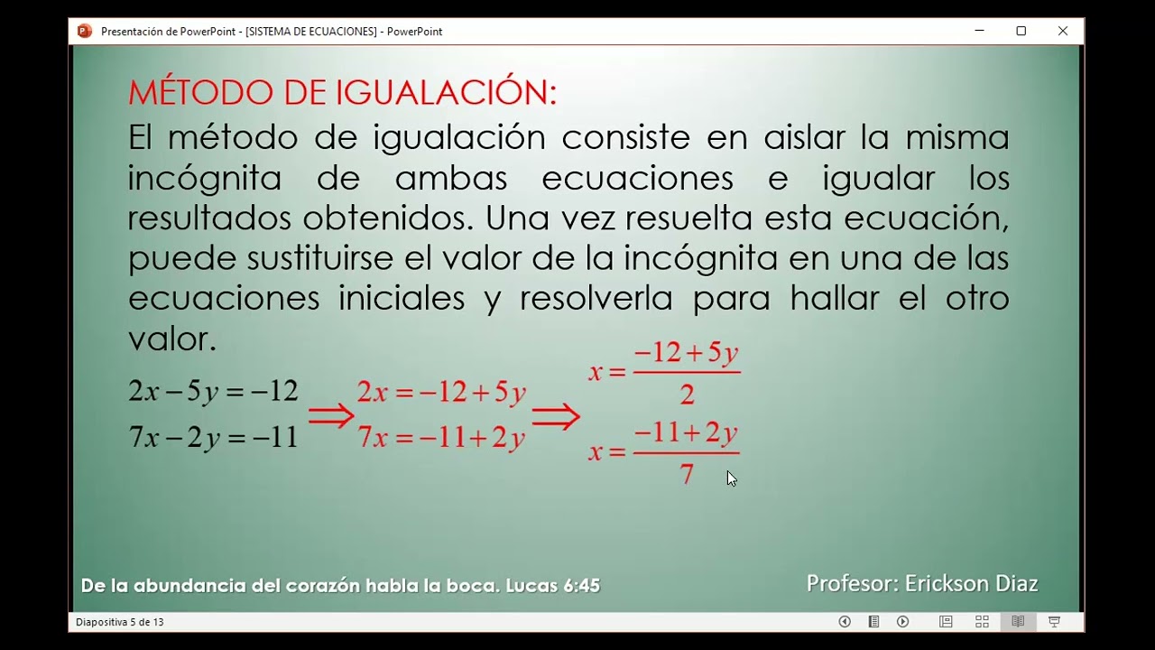 Desigualdad de ecuaciones