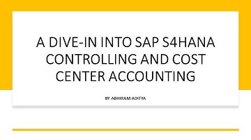 SAP S4HANA Cost Center Accounting - Part 1 | AC SAP Consulting