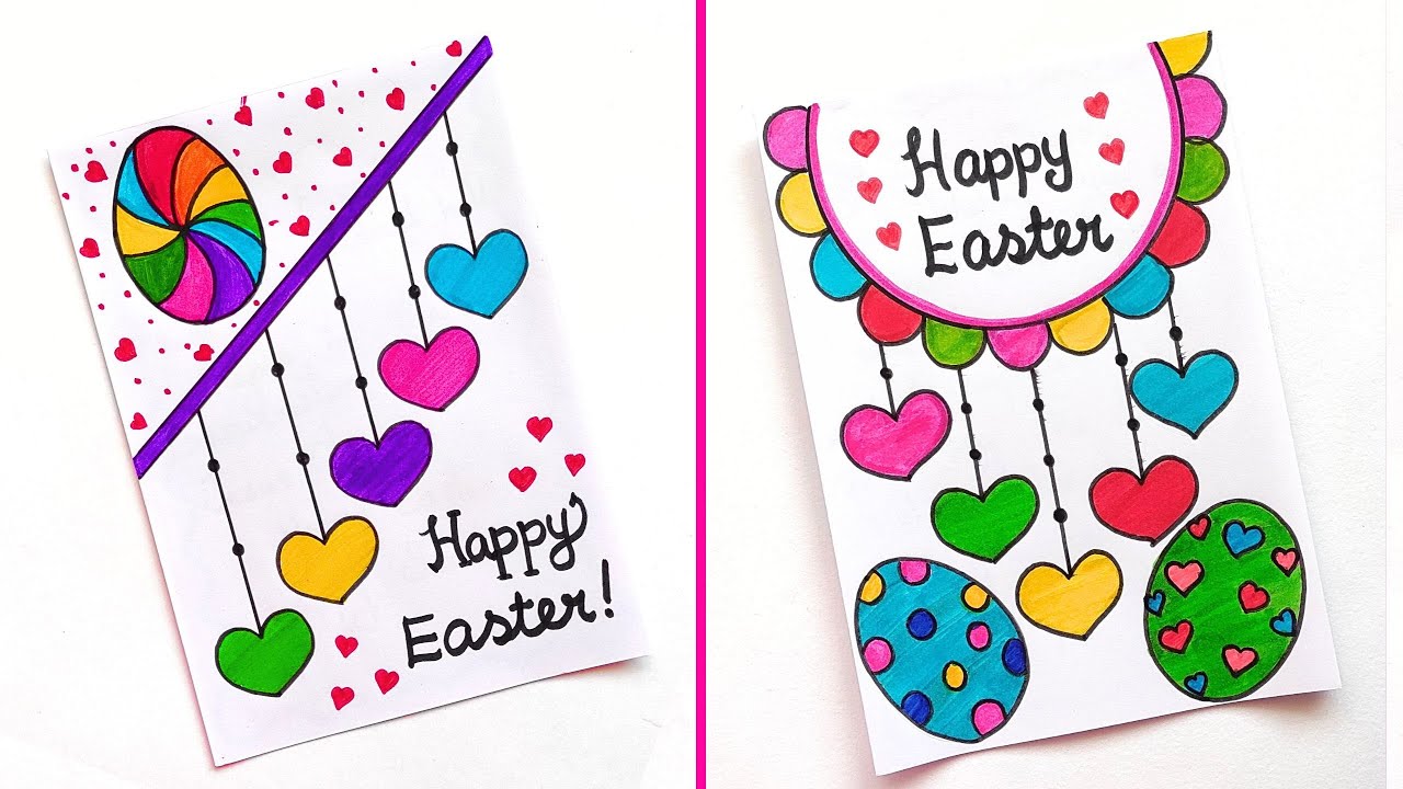 2 Easter Greeting Card Ideas | Easy White Paper Easter Card | How to ...
