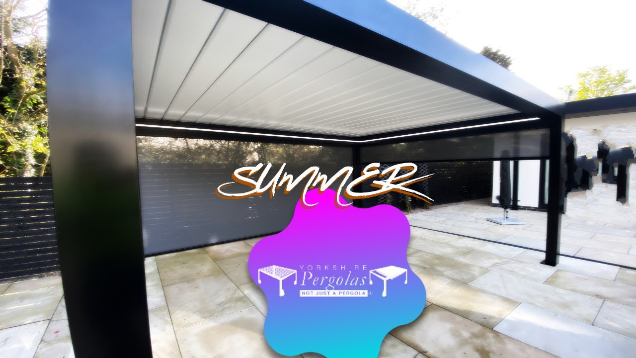 Yorkshire Pergolas Special Jet Black Pergola With White Louvered Roof