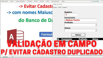 Validação para Evitar cadastros duplicados no ACCESS | Respondendo Dúvida dos Inscritos Access VBA