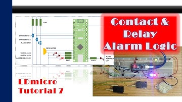 LDmicro 7:  Simple Intruder Alarm Logic (Microcontroller PLC Ladder Programming with LDmicro)