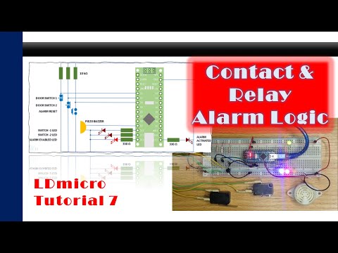 LDmicro 7:  Simple Intruder Alarm Logic (Microcontroller PLC Ladder Programming with LDmicro)