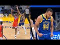Steph Curry goes crazy after drilled the 32-foot stepback three-pointer🔥