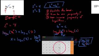 HA2 8.6.2, Solving exponential equations, the inverse property of logs
