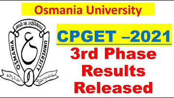 OU CPGET-2021 3rd Phase Results 🔥 || OU FAST UPDATES.COM