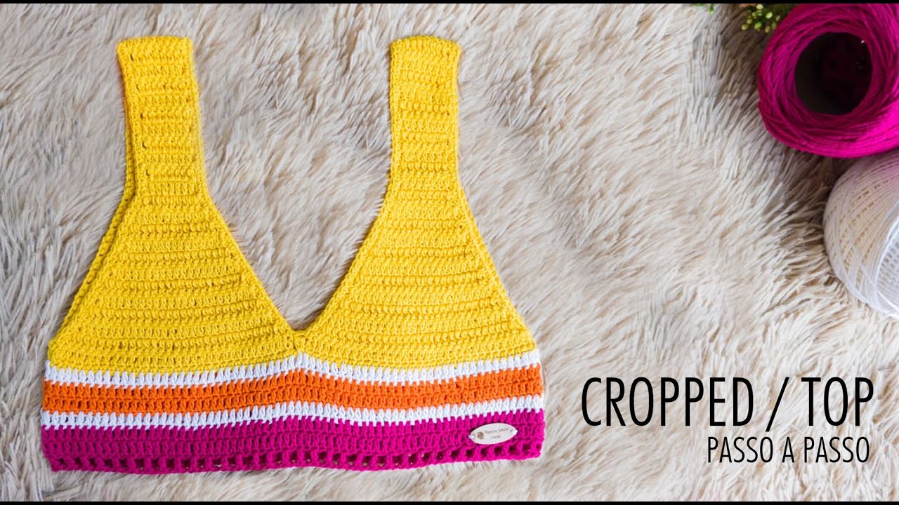 Cropped / Top com fio Ami - Por Marcos Junior Crochê