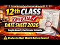 12th Class Date Sheet 2026 | Punjab Board Date sheet 2026 | 2nd year Date Sheet 2026