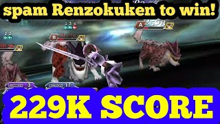 #DFFOO [JP] 259 - Lion Lost Chapter Level 100 HARD Battle. SPAM RENZOKUKEN TO WIN! (229k Score)