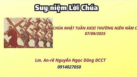 Suy niệm Lời Chúa Chúa Nhật tuần XXIII thường niên năm C 07/09/2025 Lm. An-rê Nguyễn Ngọc DŨng DCCT