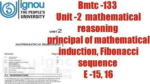(v-14)Ignoucbcs bag bscg mathematics bmtc-133Unit-2 mathematical induction Fibonacci sequenceE-15,16