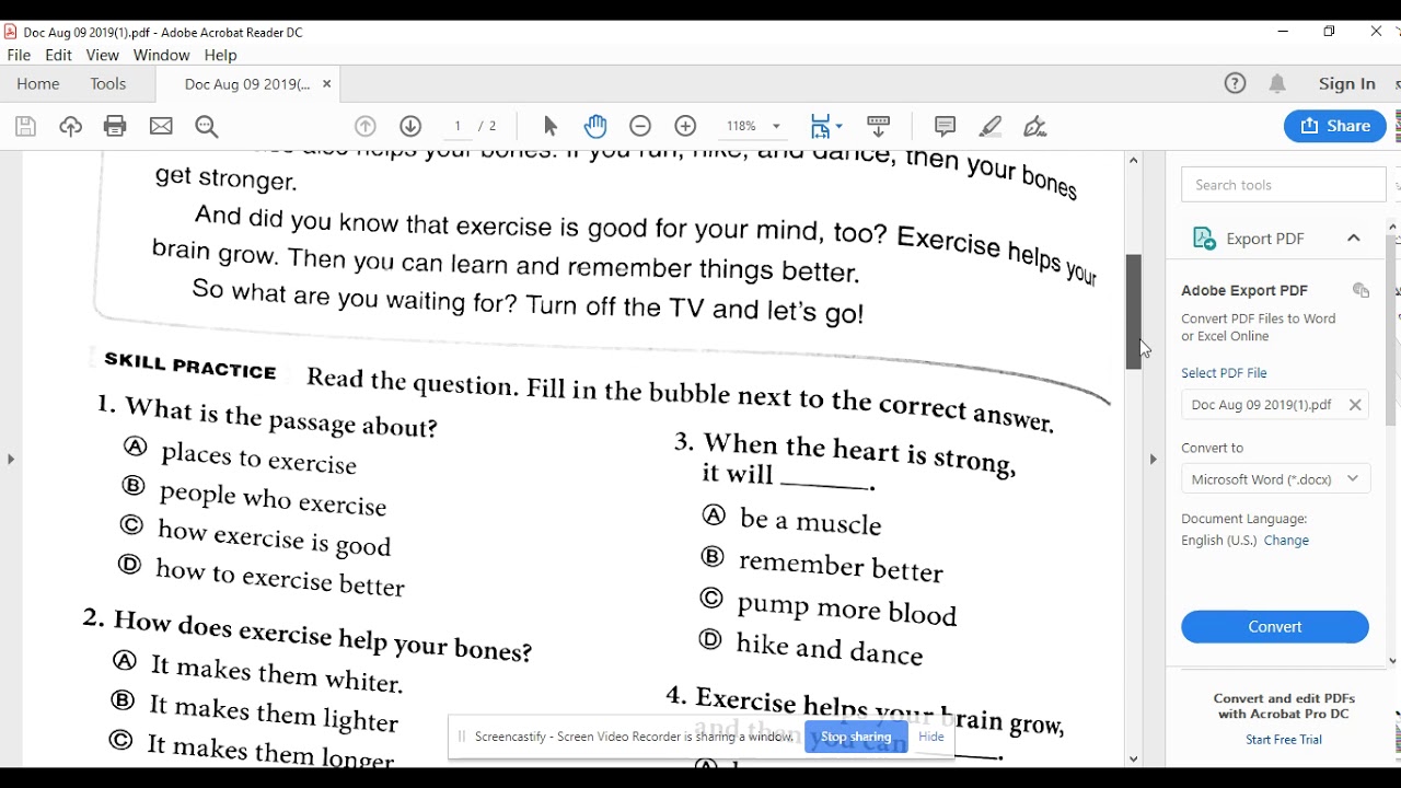 Daily Reading Comprehension Week 8 Day 2 - YouTube