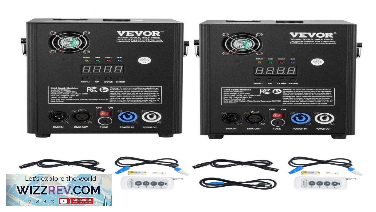 VEVOR Cold Spark Machine 2 Pack 500W Output Fireworks Controllers 6.6 13ft Adjustable