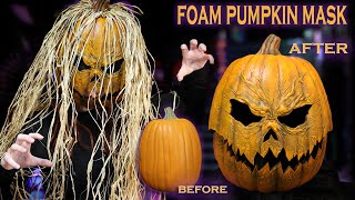 How to Carve a Foam Pumpkin Mask - Easy Tutorial - Carvable Craft Pumpkin for Hallwoeen