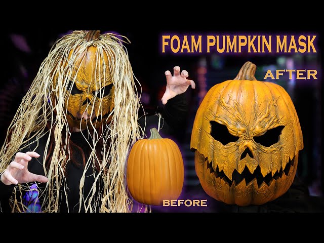 How to Carve a Foam Pumpkin Mask - Easy Tutorial - Carvable Craft Pumpkin  for Hallwoeen 