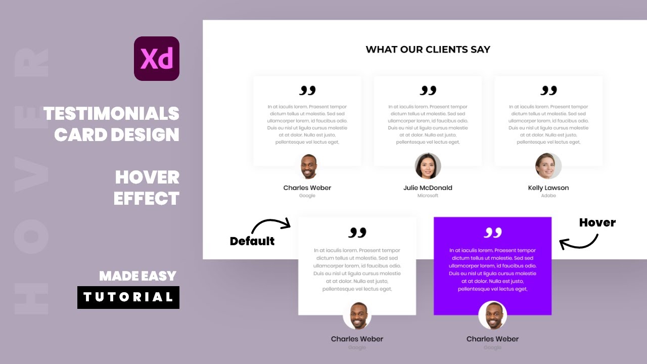 How to Create a Hover Effect In Adobe XD for Testimonials Section- UI ...