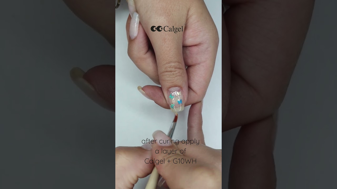 Calgel snow collection CGG10WH with Layered butterfly nail art