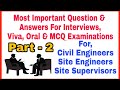 Civil Engineering interview / Oral Exam / Viva Question and Answers(part - 2)